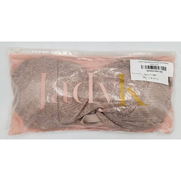 Jady K Skye Mocha Sassy Lace Bralette  Scalloped Edges Adj Straps Women S/M - Picture 9 of 10